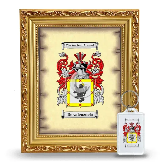 De valenzuela Framed Coat of Arms and Keychain - Gold