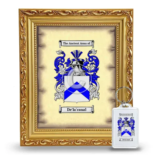 De'la'canal Framed Coat of Arms and Keychain - Gold