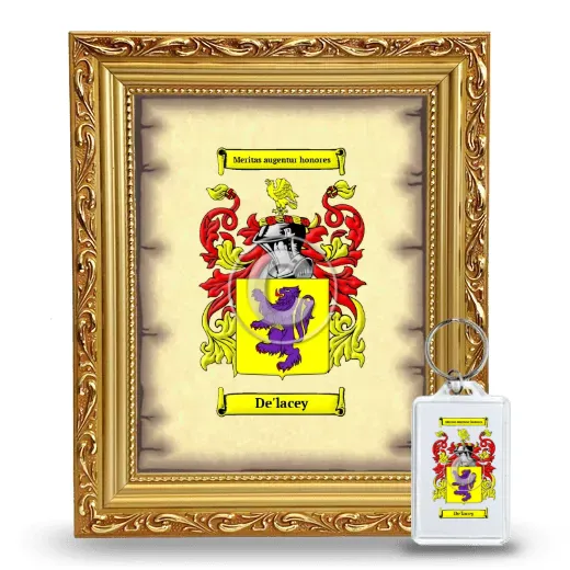De'lacey Framed Coat of Arms and Keychain - Gold