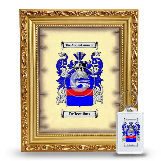 De'leonibus Framed Coat of Arms and Keychain - Gold