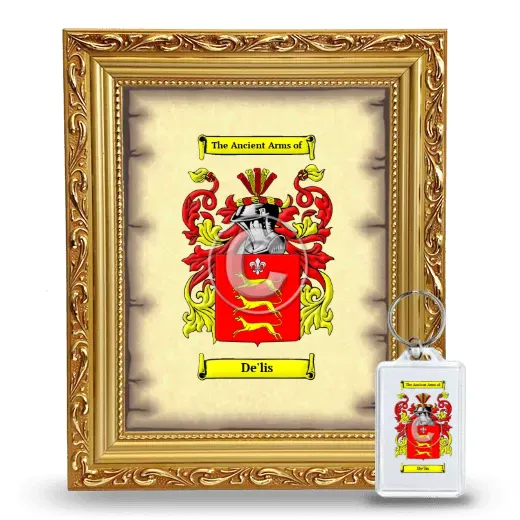 De'lis Framed Coat of Arms and Keychain - Gold