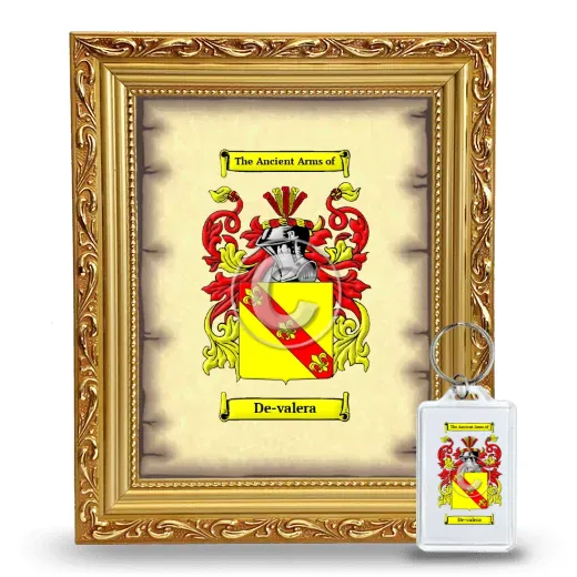 De-valera Framed Coat of Arms and Keychain - Gold