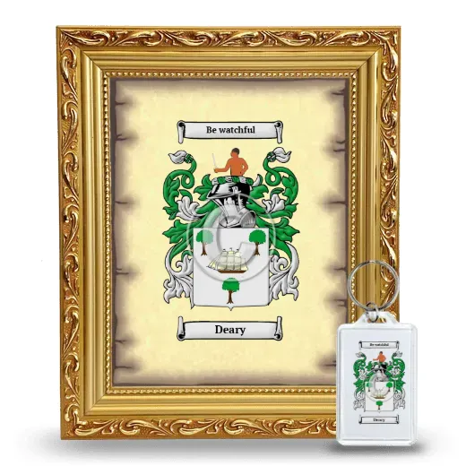 Deary Framed Coat of Arms and Keychain - Gold