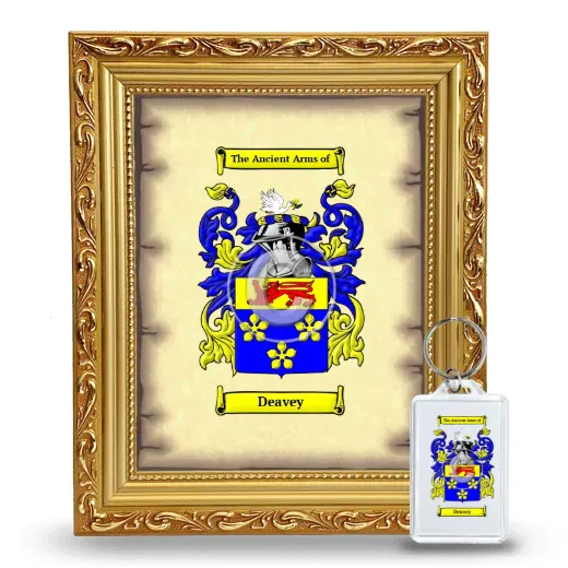 Deavey Framed Coat of Arms and Keychain - Gold