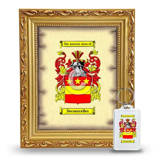 Decourcelles Framed Coat of Arms and Keychain - Gold