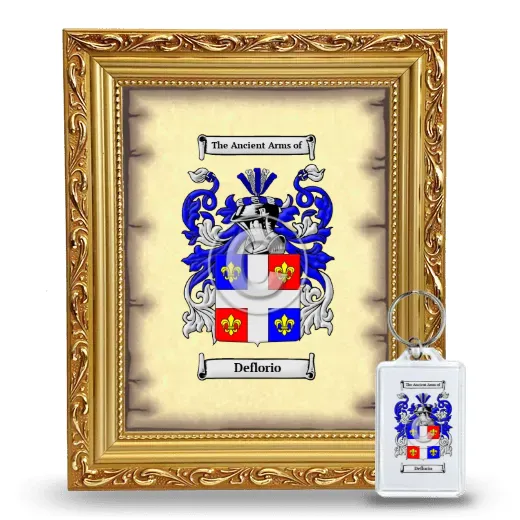 Deflorio Framed Coat of Arms and Keychain - Gold