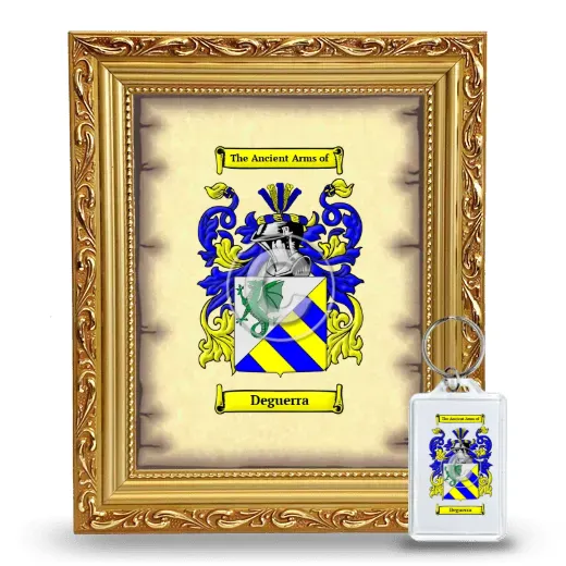 Deguerra Framed Coat of Arms and Keychain - Gold