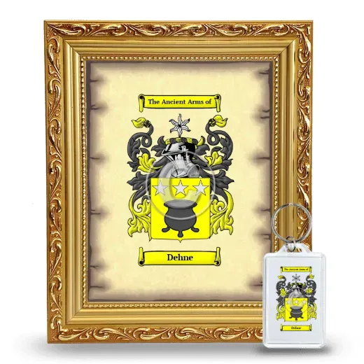 Dehne Framed Coat of Arms and Keychain - Gold
