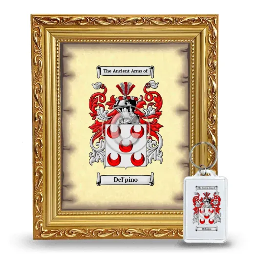Del'pino Framed Coat of Arms and Keychain - Gold