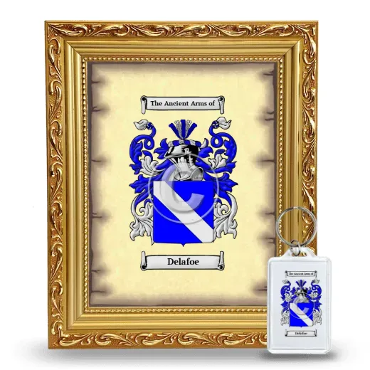 Delafoe Framed Coat of Arms and Keychain - Gold