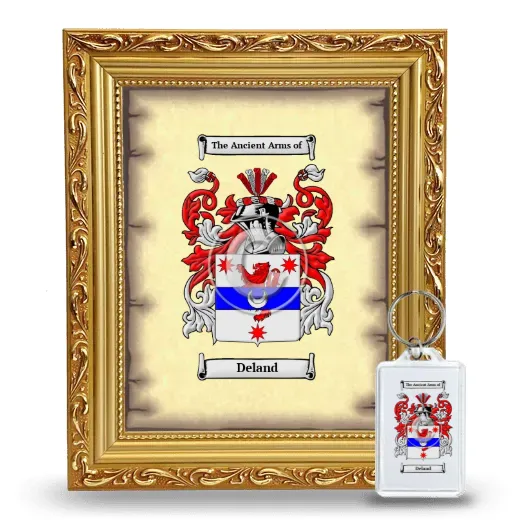 Deland Framed Coat of Arms and Keychain - Gold