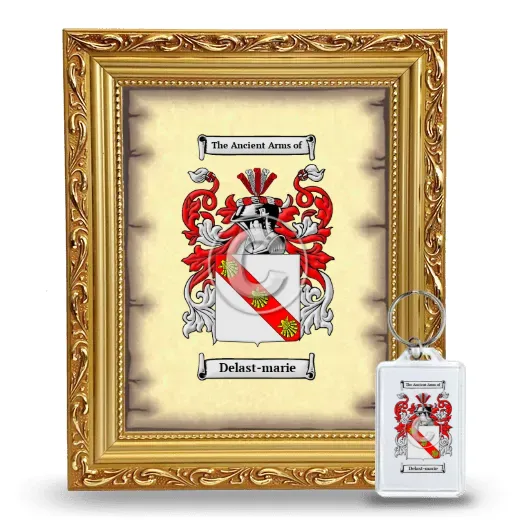 Delast-marie Framed Coat of Arms and Keychain - Gold