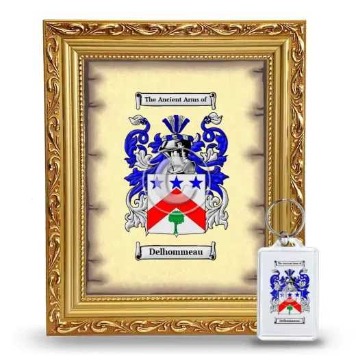 Delhommeau Framed Coat of Arms and Keychain - Gold