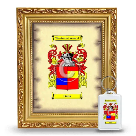 Delia Framed Coat of Arms and Keychain - Gold
