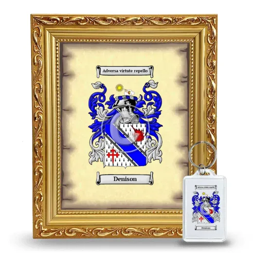Denison Framed Coat of Arms and Keychain - Gold