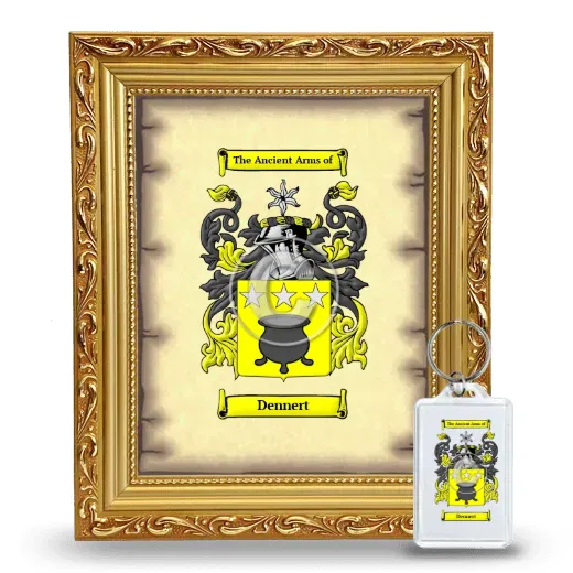 Dennert Framed Coat of Arms and Keychain - Gold