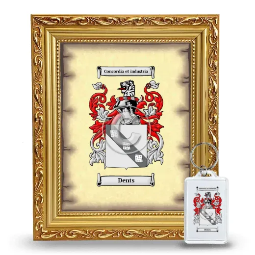 Dents Framed Coat of Arms and Keychain - Gold
