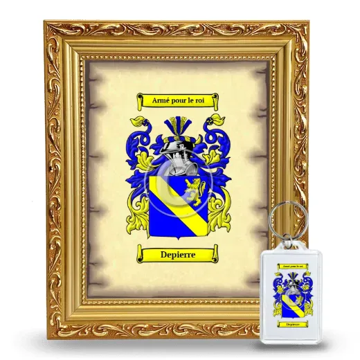 Depierre Framed Coat of Arms and Keychain - Gold