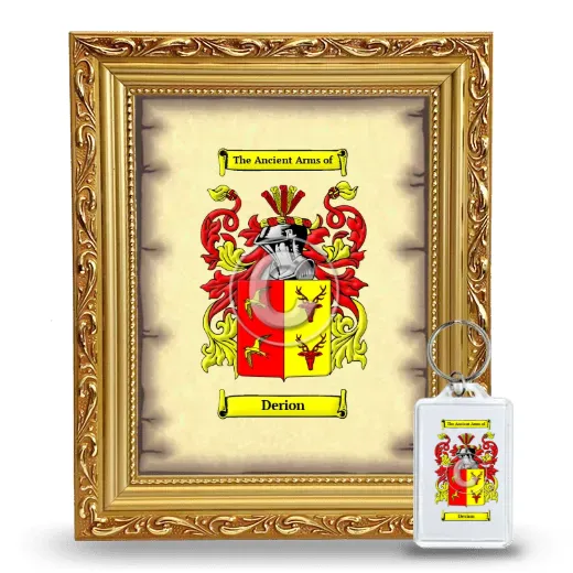 Derion Framed Coat of Arms and Keychain - Gold