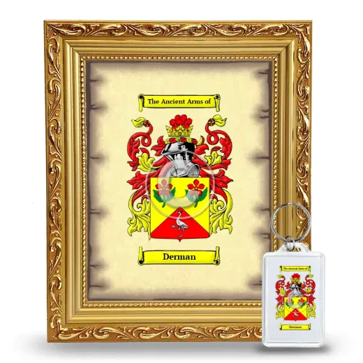 Derman Framed Coat of Arms and Keychain - Gold