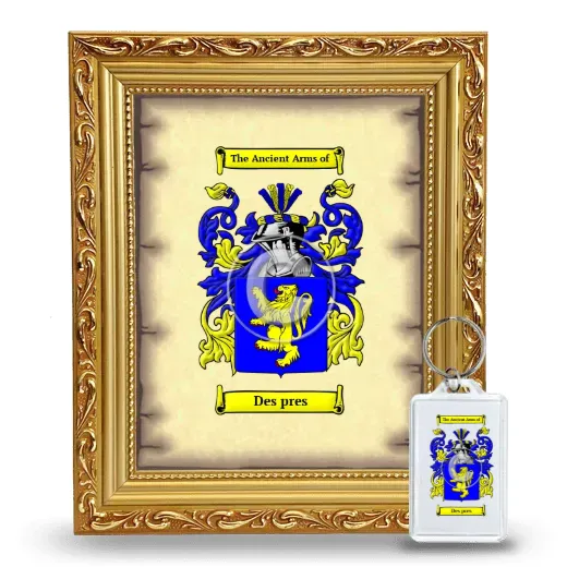 Des pres Framed Coat of Arms and Keychain - Gold