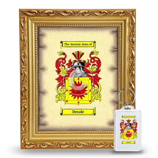 Desole Framed Coat of Arms and Keychain - Gold