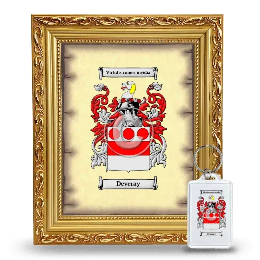Deveray Framed Coat of Arms and Keychain - Gold