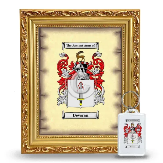 Devoran Framed Coat of Arms and Keychain - Gold