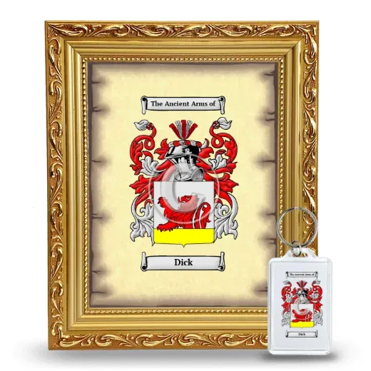 Dick Framed Coat of Arms and Keychain - Gold