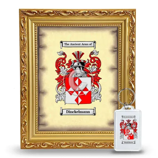 Dinckelmann Framed Coat of Arms and Keychain - Gold