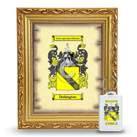Dishington Framed Coat of Arms and Keychain - Gold