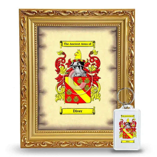 Diver Framed Coat of Arms and Keychain - Gold