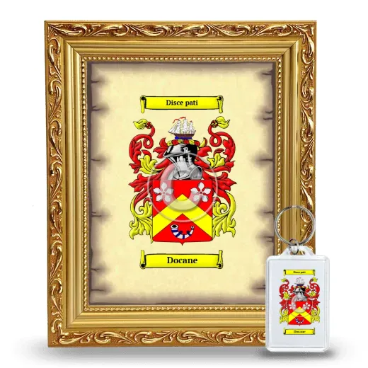 Docane Framed Coat of Arms and Keychain - Gold