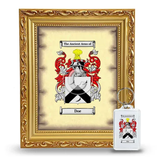 Doe Framed Coat of Arms and Keychain - Gold