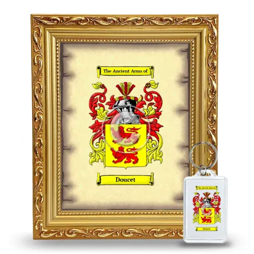 Doucet Framed Coat of Arms and Keychain - Gold