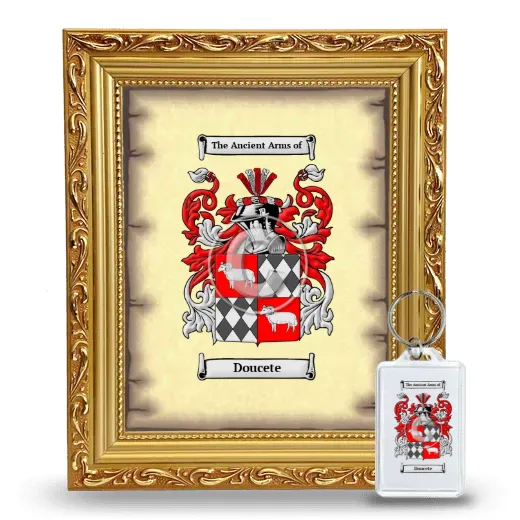 Doucete Framed Coat of Arms and Keychain - Gold