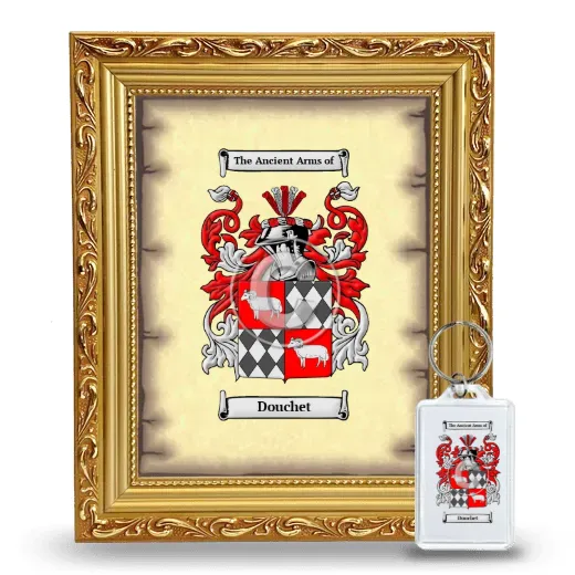 Douchet Framed Coat of Arms and Keychain - Gold