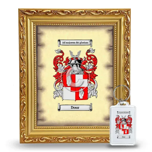 Dour Framed Coat of Arms and Keychain - Gold