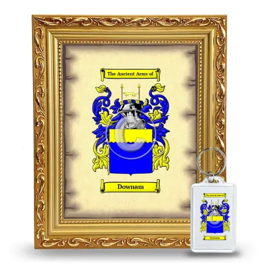 Downam Framed Coat of Arms and Keychain - Gold
