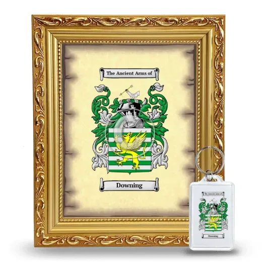 Downing Framed Coat of Arms and Keychain - Gold