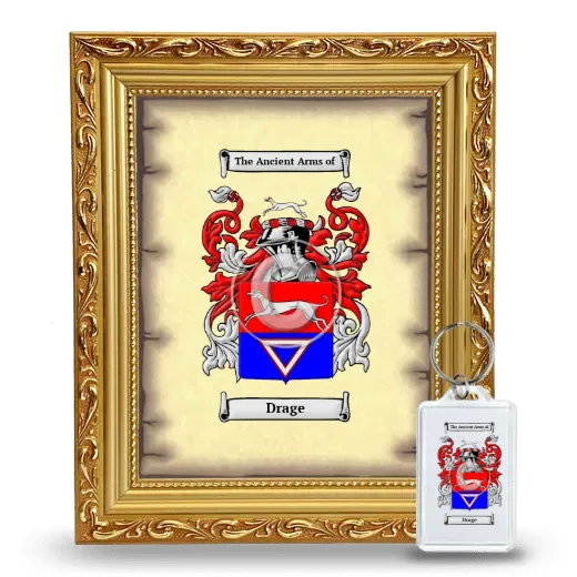Drage Framed Coat of Arms and Keychain - Gold