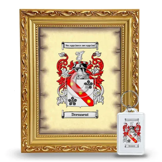 Drennent Framed Coat of Arms and Keychain - Gold
