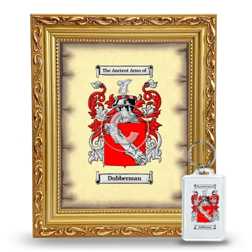 Dubberman Framed Coat of Arms and Keychain - Gold
