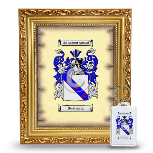 Duehring Framed Coat of Arms and Keychain - Gold