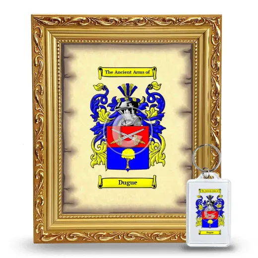 Dugue Framed Coat of Arms and Keychain - Gold