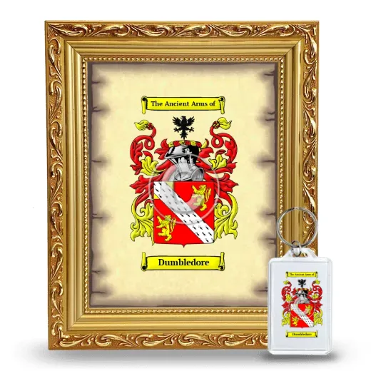 Dumbledore Framed Coat of Arms and Keychain - Gold
