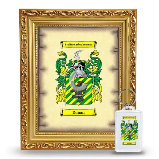 Dunan Framed Coat of Arms and Keychain - Gold