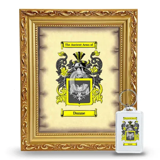Dunne Framed Coat of Arms and Keychain - Gold