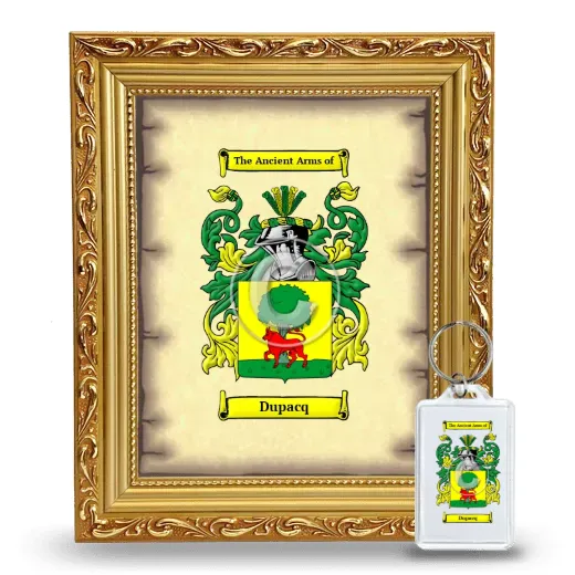 Dupacq Framed Coat of Arms and Keychain - Gold