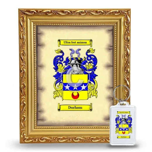 Durham Framed Coat of Arms and Keychain - Gold